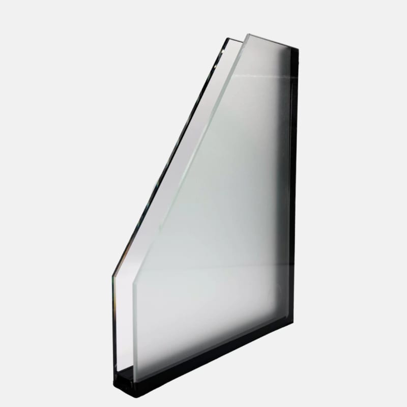 2-fach Wärmeschutzglas satiniert im Querschnitt – Aufbau mit zwei Glasscheiben und Randverbund fuer Stahltüren