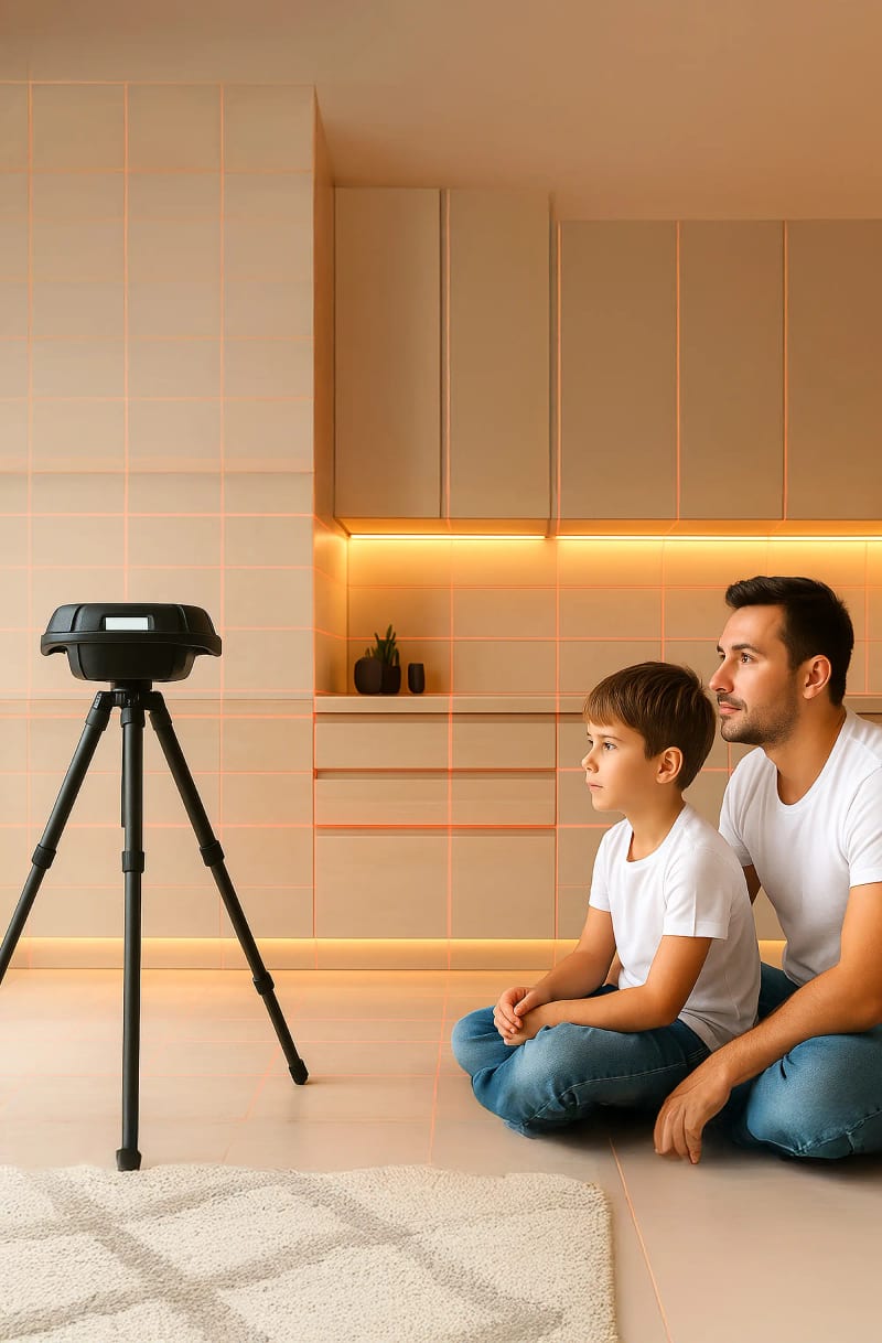 3D-Aufmaß mit Laserscanner auf Stativ – professionelle Vermessung einer Wandöffnung für maßgefertigte Metalltüren