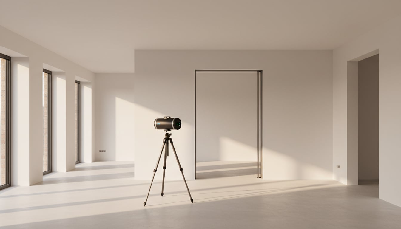 Professionelle 3D-Vermessung einer Wandoeffnung mit Laserscanner fuer massgeschneiderte Metalltüren