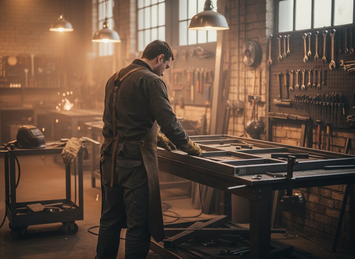 Thomas van de Weyer in der Werkstatt
