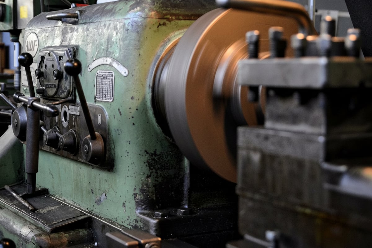 VDF Boehringer Drehbank in der Werkstatt der Metallmanufaktur – traditionelle Metallbearbeitung seit 1969
